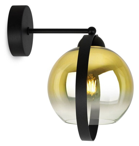 Nástenné svietidlo Bergen Gold Ring, 1x zlaté/transparentné sklenené tienidlo (fi 15cm)