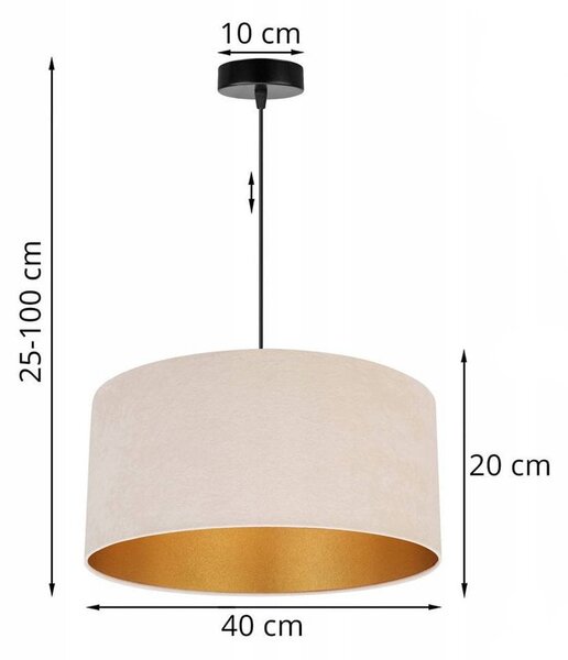 Závesné svietidlo Mediolan, 1x svetlobéžové/zlaté textilné tienidlo, (výber z 2 farieb konštrukcie), (fi 40cm)