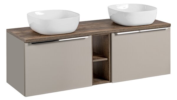 Comad Kúpeľňová skrinka s doskovými umývadlami set Santa Fe Taupe 140 sivohnedá/dub santa fe