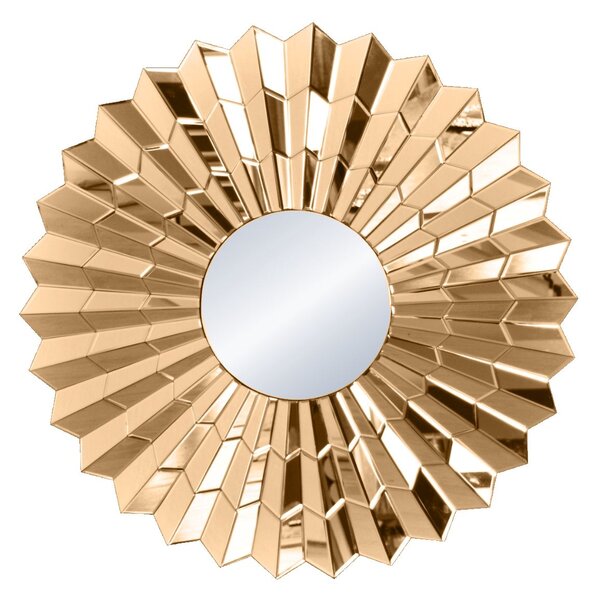 ARTEHOME DECOREUM Okrúhle zrkadlo vo vejárovom ráme v zlatej farbe 90x90 cm
