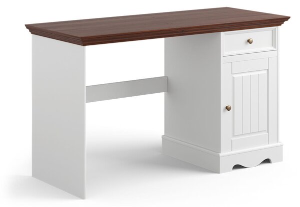 Písací stôl jednoduchý, borovica, farba biela- orech, séria Belluno Elegante