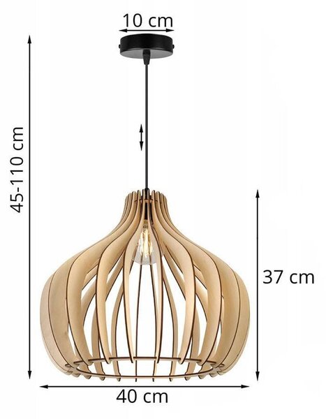 Závesné svietidlo Timber 3, 1x drevené tienidlo