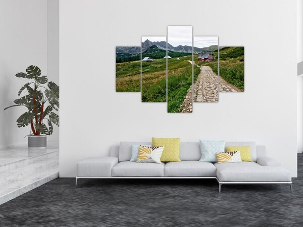 Obraz - Horská krajina s domčekmi (150x105 cm)