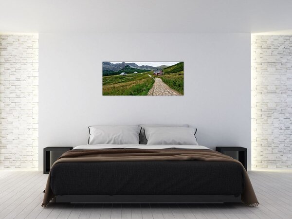 Obraz - Horská krajina s domčekmi (120x50 cm)