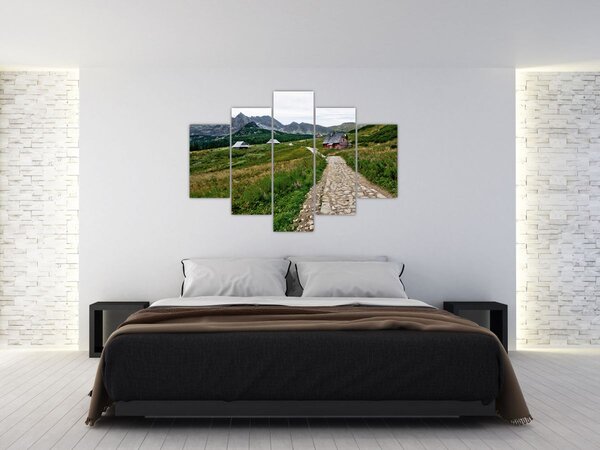 Obraz - Horská krajina s domčekmi (150x105 cm)