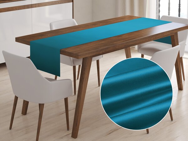 Biante Saténový behúň na stôl polyesterový Satén LUX-021 Petrolejovo modrý 45x180 cm