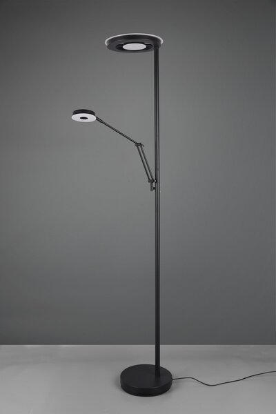 Trio 424210332 LED stojacie svietidlo Barrie 1x32W + 1x6W | 4600lm | 2700-4000K | IP20 - zabudovaný stmievač, pamäťová funkcia, nastavenie teploty osvetlenie, otočné ramená, oddelené vypínače, čierna