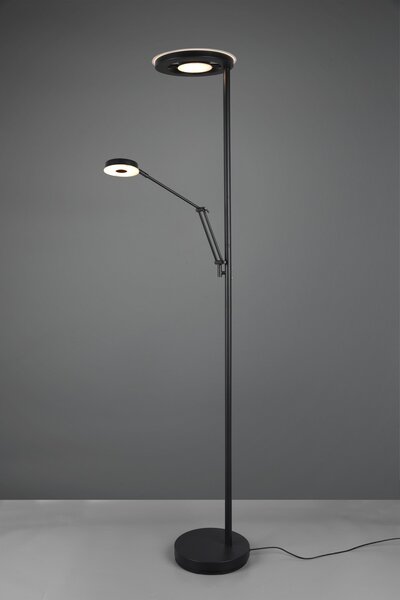 Trio 424210332 LED stojacie svietidlo Barrie 1x32W + 1x6W | 4600lm | 2700-4000K | IP20 - zabudovaný stmievač, pamäťová funkcia, nastavenie teploty osvetlenie, otočné ramená, oddelené vypínače, čierna