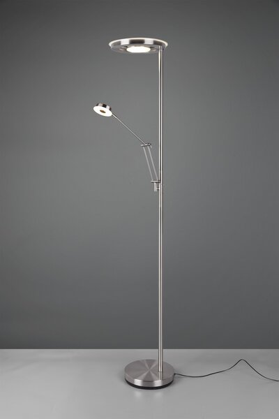 Trio 424210307 LED stojacie svietidlo Barrie 1x32W + 1x6W | 4600lm | 2700-4000K | IP20 - zabudovaný stmievač, pamäťová funkcia, nastavenie teploty osvetlenie, otočné ramená, oddelené vypínače, nikel