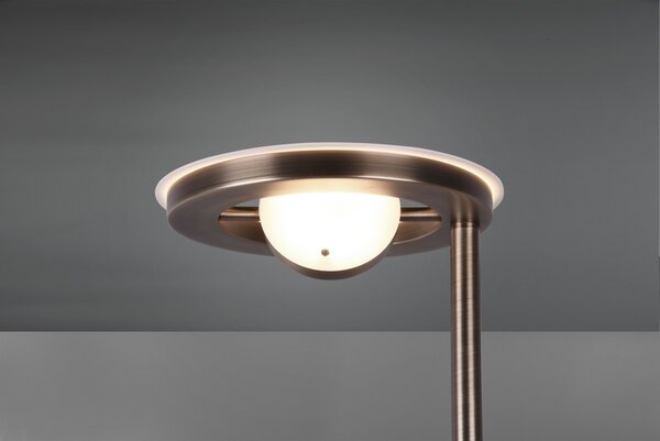 Trio 424210304 LED stojaca lampa Barrie 1x32W + 1x6W | 4600lm | 2700-4000K | IP20 - zabudovaný stmievač, pamäťová funkcia, nastavenie teploty osvetlenie, otočné ramená, oddelené vypínače, mosadz