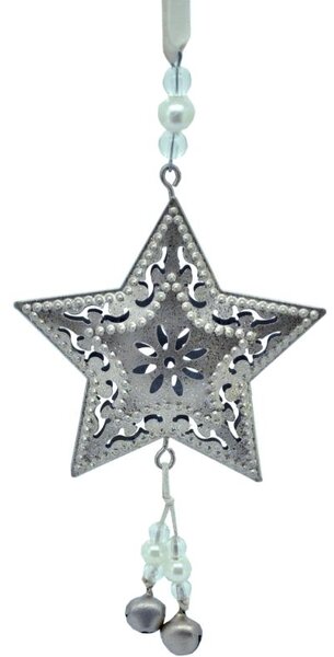 Vianočná dekorácia hviezda s rolničkami kovová 22cm
