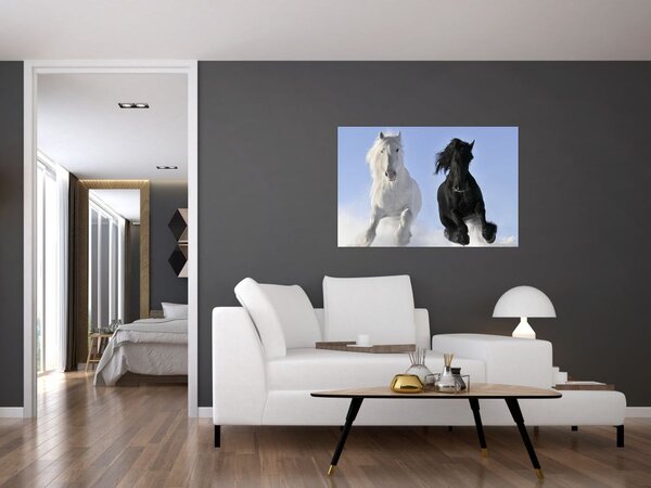 Obraz - Kone v zime (90x60 cm)