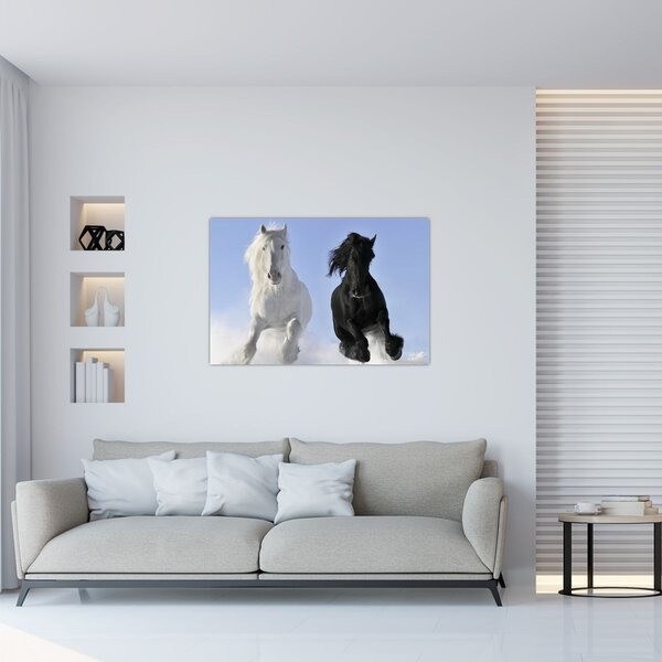 Obraz - Kone v zime (90x60 cm)