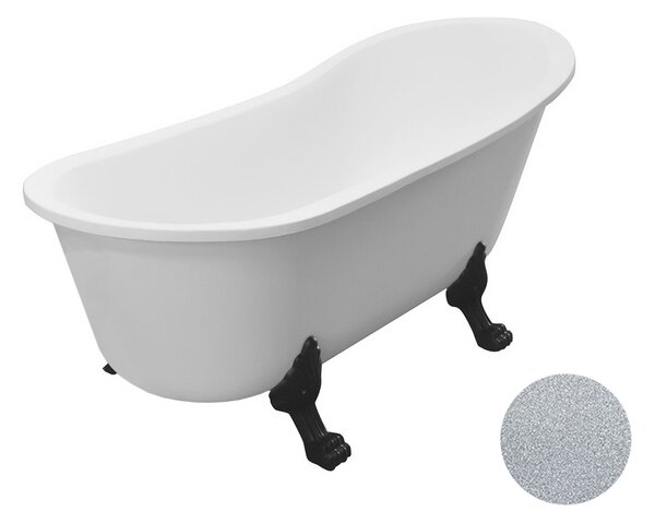 Besco Akrylátová voľne stojaca vaňa Olaya Glam S 160x68 bez prepadu BESCO-Typ výpuste: bez odpadového sifónu, BESCO-Nôžky: Čierna mat