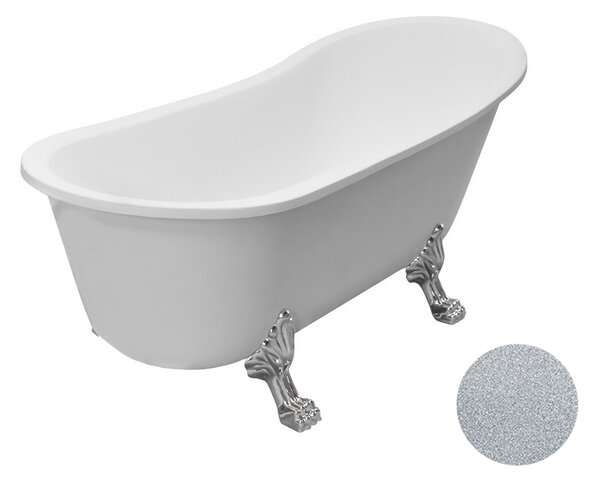Besco Akrylátová voľne stojaca vaňa Olaya Glam S 160x68 bez prepadu BESCO-Typ výpuste: bez odpadového sifónu, BESCO-Nôžky: Čierna mat