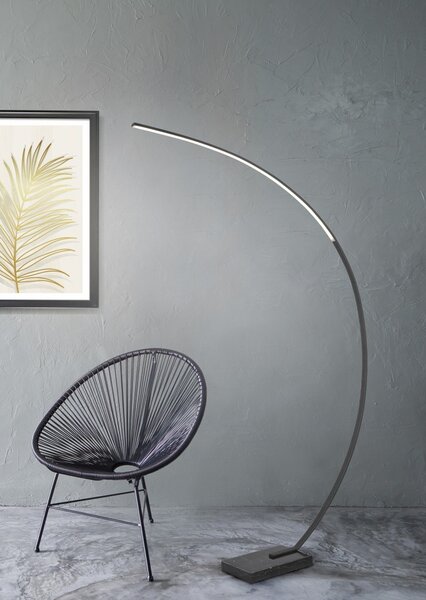 Trio 426511832 LED stojacie svietidlo Bangkok 1x18W | 1400L | 3000K | IP20 - stmievateľné, nožný vypínač, čierna