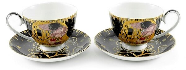 Sada porcelánové šálky na čaj Gustav Klimt čierna