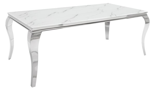 Dizajnový jedálenský stôl Rococo 200 cm strieborný - mramor