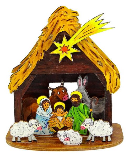 Vianočný Betlehem farebný drevený 13cm