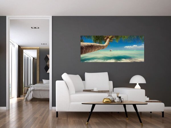 Obraz - Čisté more s palmou (120x50 cm)