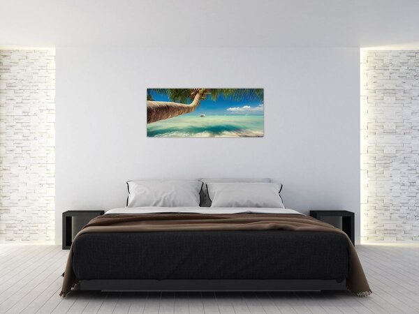 Obraz - Čisté more s palmou (120x50 cm)