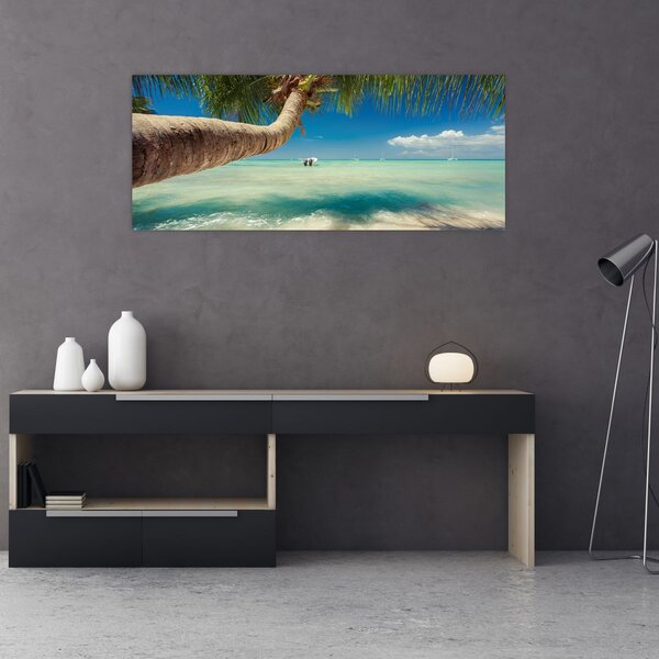 Obraz - Čisté more s palmou (120x50 cm)