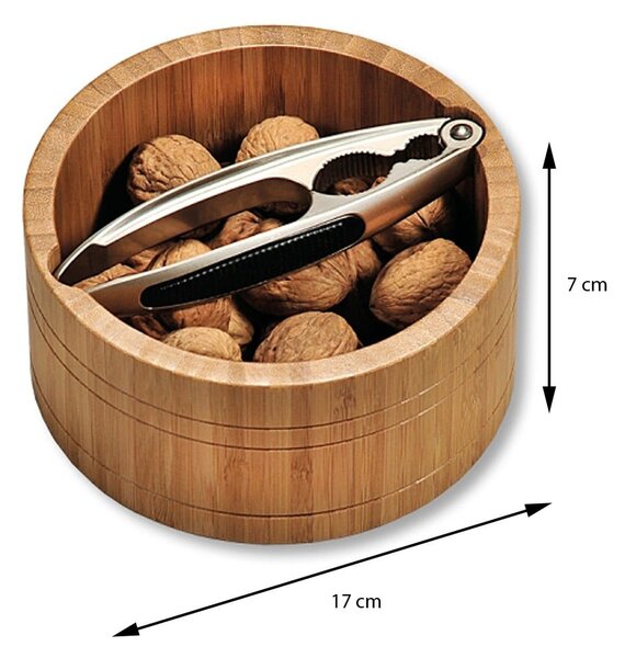 Drevená miska na orechy s luskáčikom Nuts, 17x7 cm