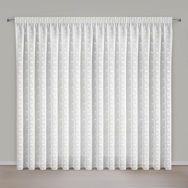 Dekorstudio Záclona XENIA s bielou výšivkou a riasiacou páskou 400x270cm - biela