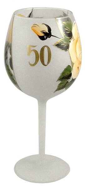 Výročný pohár na víno 50 ruža biely