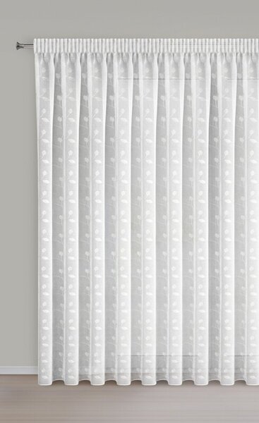 Dekorstudio Záclona XENIA s bielou výšivkou a riasiacou páskou 400x270cm - biela