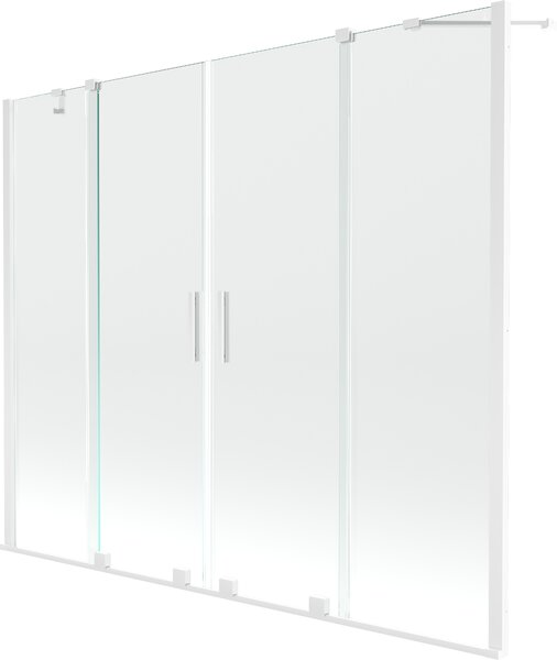 Mexen Velar Duo, vaňová zástena 2-krídlová s posuvnými dverami 190 x 150 cm, 8mm číre sklo, biely profil, 896-190-000-02-20