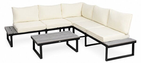 Furnigo Záhradný kovový set Malaga - čierny/krémové podušky