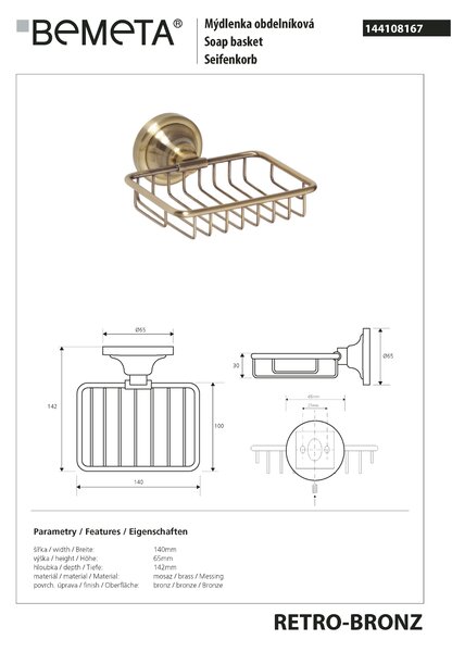 Bemeta Design RETRO bronz: Mydelnička - 144108167