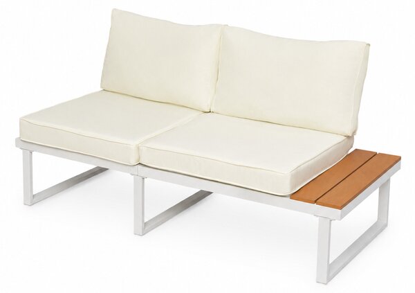Furnigo Záhradný kovový set Malaga - biely/krémové podušky