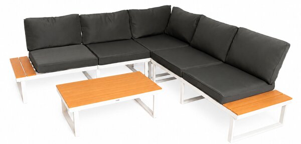 Furnigo Záhradný kovový set Malaga - biely/antracit podušky