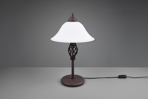 Trio 501000224 stolové svietidlo Rustica 2x40W | E14 - káblový spínač, hrdza, biela