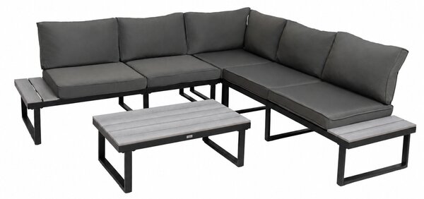 Furnigo Záhradný kovový set Malaga - čierny/antracit podušky
