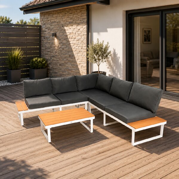 Furnigo Záhradný kovový set Malaga - biely/antracit podušky