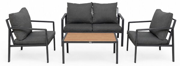 Furnigo Záhradný kovový set Valencia - antracit/sivé podušky