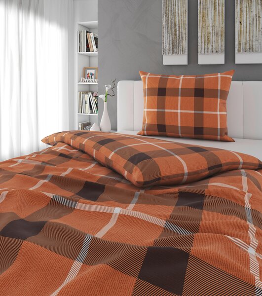 POSTEĽNÁ BIELIZEŇ, flanel, hnedá, oranžová, 140/200 cm Esposa - Obliečky & plachty