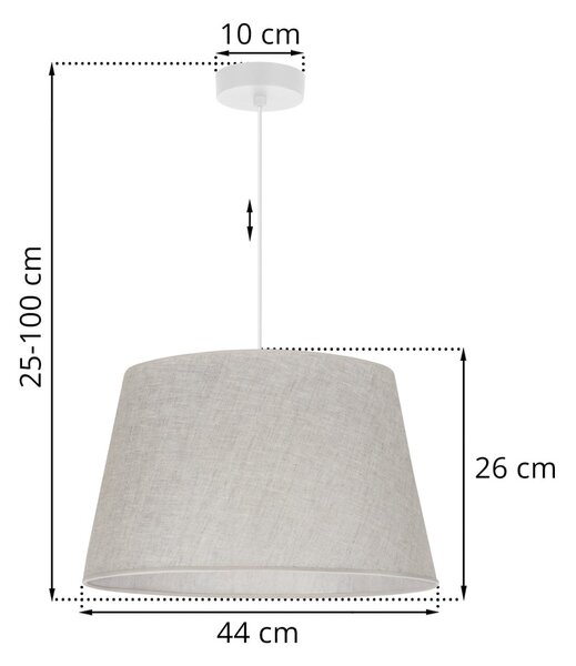 Závesné svietidlo Len1, 1x svetlobéžové textilné tienidlo, (fi 44 cm), w