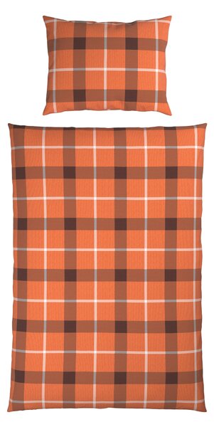 POSTEĽNÁ BIELIZEŇ, flanel, hnedá, oranžová, 140/200 cm Esposa - Obliečky & plachty