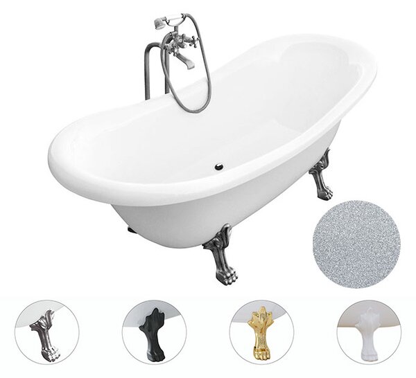 Besco Voľne stojaca vaňa zo sanitárneho kompozitu Amelia Glam S 190x77 bez prepadu BESCO-Typ výpuste: bez odpadového sifónu, BESCO-Nôžky: Čierna mat