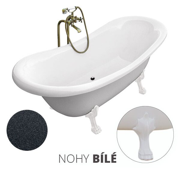 Besco Voľne stojaca vaňa zo sanitárneho kompozitu Amelia Glam G 190x77 bez prepadu