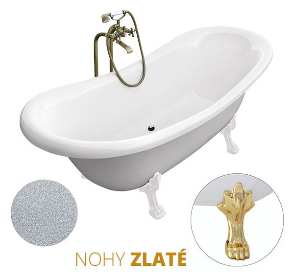 Besco Voľne stojaca vaňa zo sanitárneho kompozitu Amelia Glam S 190x77 bez prepadu BESCO-Typ výpuste: bez odpadového sifónu, BESCO-Nôžky: Čierna mat
