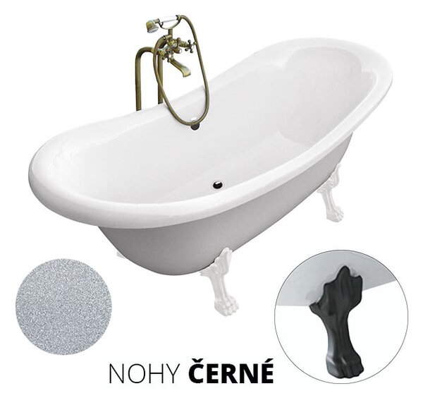 Besco Voľne stojaca vaňa zo sanitárneho kompozitu Amelia Glam S 190x77 s prepadom