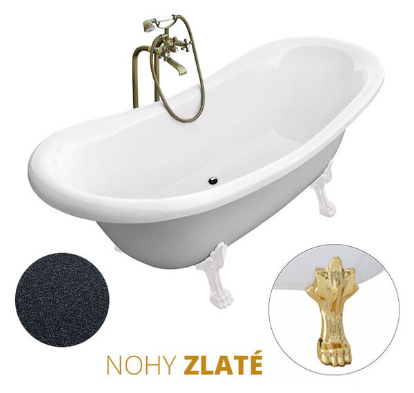 Besco Voľne stojaca vaňa zo sanitárneho kompozitu Amelia Glam G 190x77 bez prepadu
