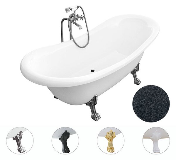 Besco Voľne stojaca vaňa zo sanitárneho kompozitu Amelia Glam G 190x77 bez prepadu