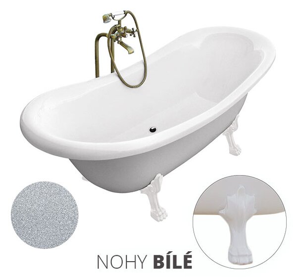 Besco Voľne stojaca vaňa zo sanitárneho kompozitu Amelia Glam S 190x77 bez prepadu BESCO-Typ výpuste: bez odpadového sifónu, BESCO-Nôžky: Čierna mat
