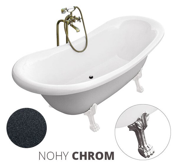 Besco Voľne stojaca vaňa zo sanitárneho kompozitu Amelia Glam G 190x77 bez prepadu